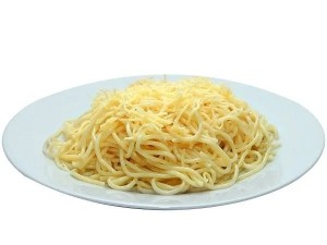 Создать мем: макароны в тарелке на белом фоне, спагетти с сыром, спагетти
