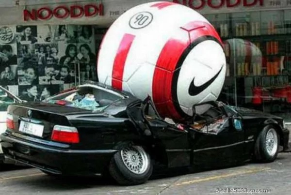 Create meme: Crush the ball with a car, the funniest , bmw ball