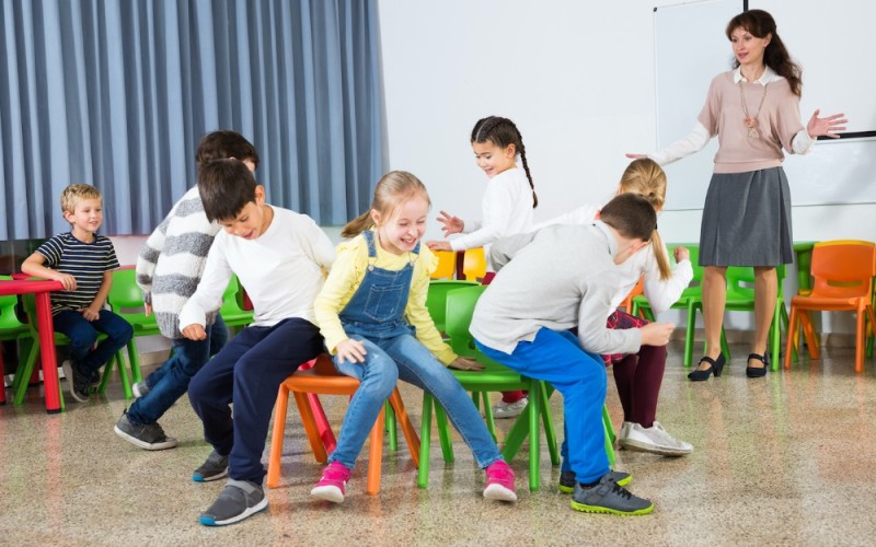 Create meme: The chairs game, playing musical chairs, kindergarten