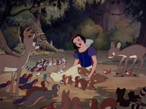 Create meme: snow white and the seven dwarfs, snow white with animals from the movie, snow white cartoon disney