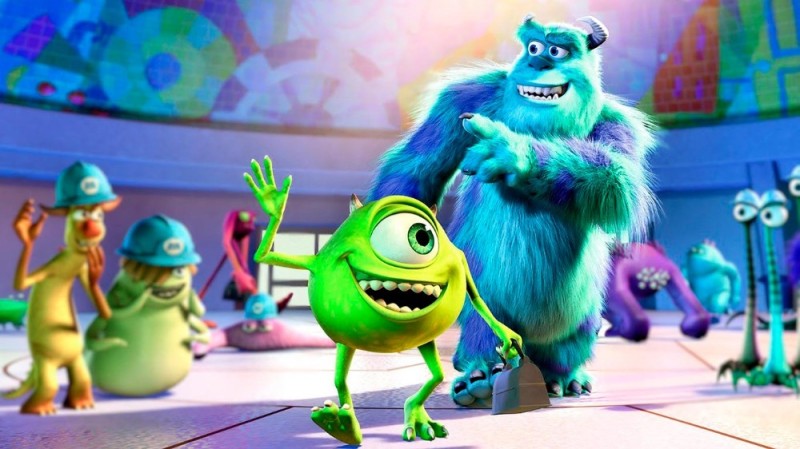 Create meme: Mike Wazowski and Sally, monsters Inc. cartoon, cartoon monsters university