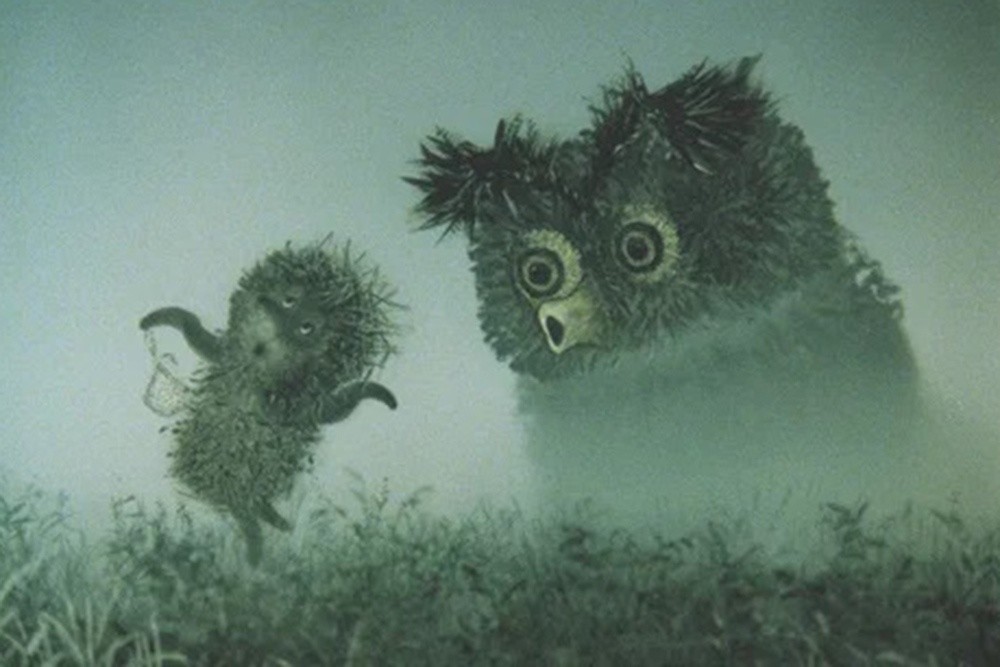 Create meme: cartoon hedgehog in the fog, Norstein hedgehog in the fog, hedgehog fog