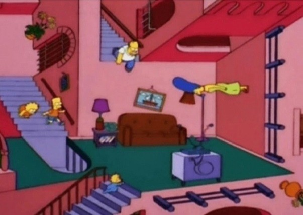 Создать мем: дом симпсонов комната мэгги, симпсоны лиза, симпсоны на диване