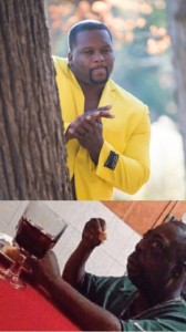 Create meme: Negro meme, nigger behind the tree meme, black man in yellow suit