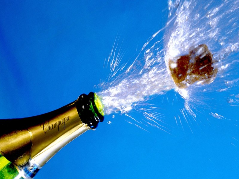 Create meme: a bottle of champagne, champagne shoots, champagne cork
