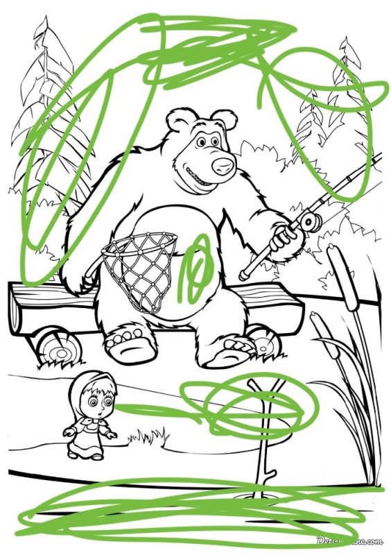Create meme: coloring pages for girls masha and the bear, print masha and the bear coloring pages, coloring masha and the bear fairy tale