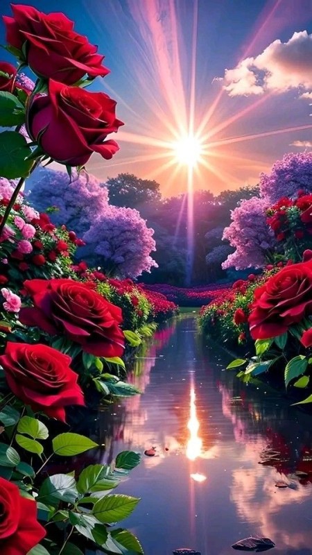 Create meme: lovely flowers, flowers dawn, sunset flowers