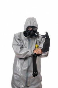 Create meme: white protective suit, respirator, sanitizer, the insulating mask on the person