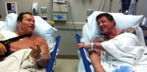 Create meme: in the hospital, arnold schwarzenegger, sylvester stallone