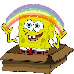 Create meme: Wallpaper spongebob with rainbow, Sponge Bob Square Pants, imagination spongebob