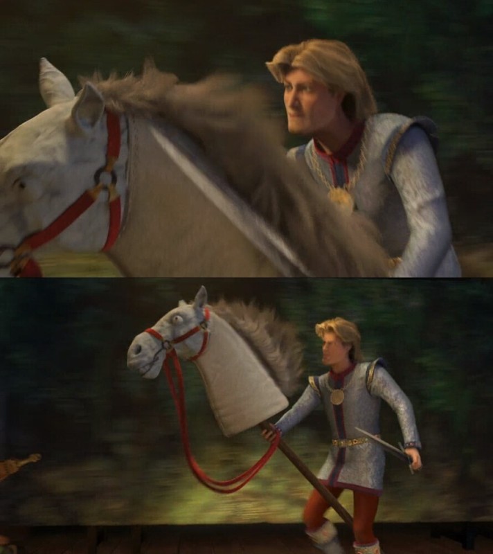 Create meme: Shrek 3 Prince Charming, Prince charming, Prince Charming on horseback