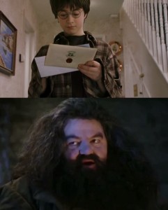 Создать мем: гарри поттер получает письмо из хогвартса, ты маг гарри поттер хагрид мем, гарри поттер