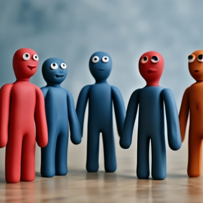 Create meme: Rainbow friends figurines, figures , plasticine man