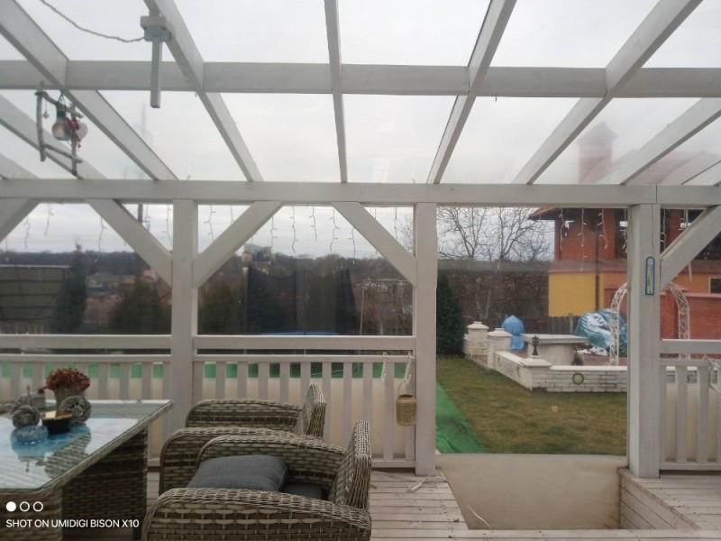 Create meme: glass roof for the terrace, polycarbonate veranda attached, transparent roof for the terrace