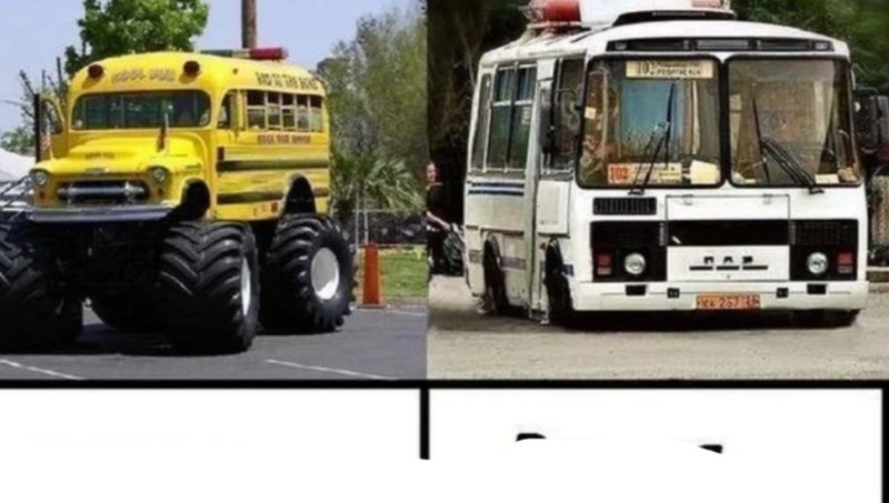 Create meme: bigfoot school bus, monster truck bus, The puzzle is a joke