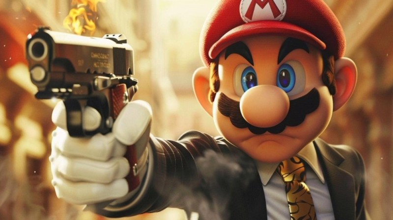 Create meme: Mario with, mario mafia, Mario with a gun