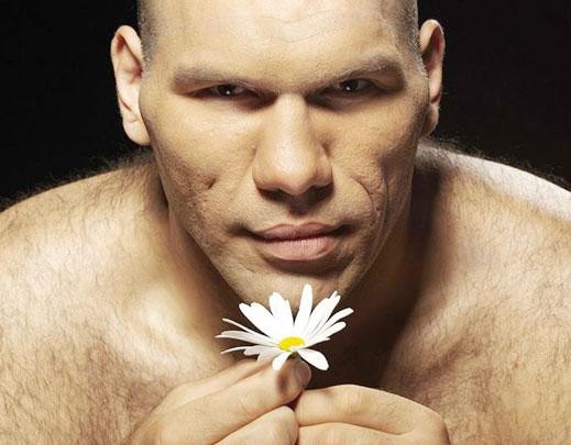 Create meme: Nikolai Valuev , Nikolai Valuev , famous men with flowers