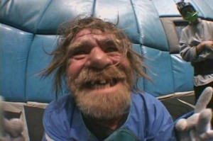 Create meme: bum Bogdan, homeless Andrew, a homeless person screaming photo