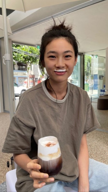 Create meme: woman , Asian , cold coffee