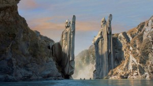 Create meme: the Lord of the rings the two statues, argonat, the gates argonath the Lord of the rings