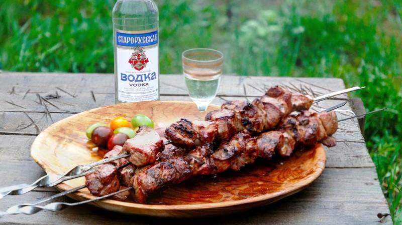 Create meme: kebab vodka, kebab , kebabs on the nature