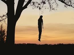 Создать мем: силуэт повешенного человека, повешенный на дереве, картина человек повесился на дереве