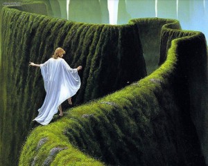 Create meme: life, if God wants to make you happy he leads you, green labyrinth
