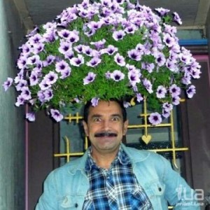 Create meme: Man with flowers