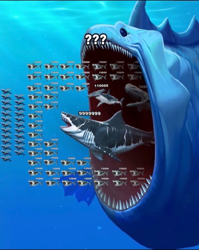 Создать мем: мегалодон акула монстр, в поисках немо игра, уровень акула