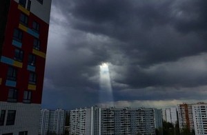 Create meme: hurricane in Barnaul, a thunderstorm with rain, the sky