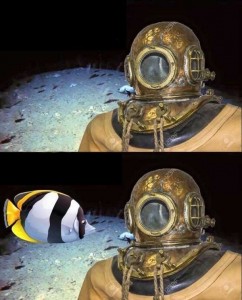 Создать мем: скафандр подводный, водолаз мемы, водолаз мем