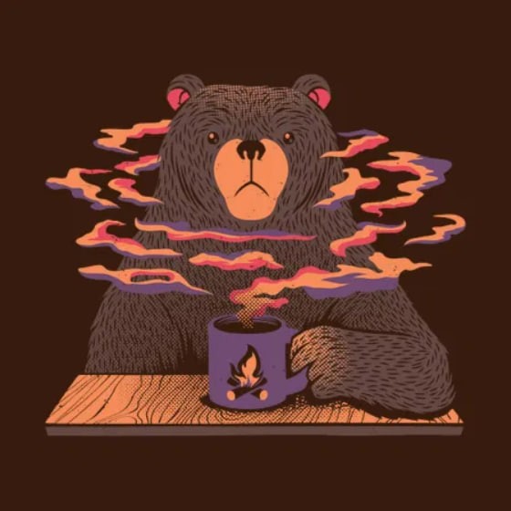 Create meme: bear bear, bear illustration, bear by the campfire