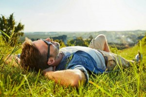 Create meme: lying on the grass