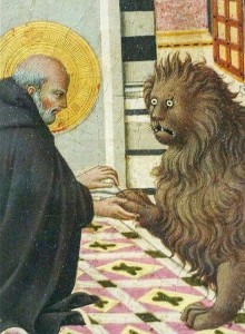 Create meme: St. jerome and the lion, suffering middle ages Leo, sano di pietro St. jerome