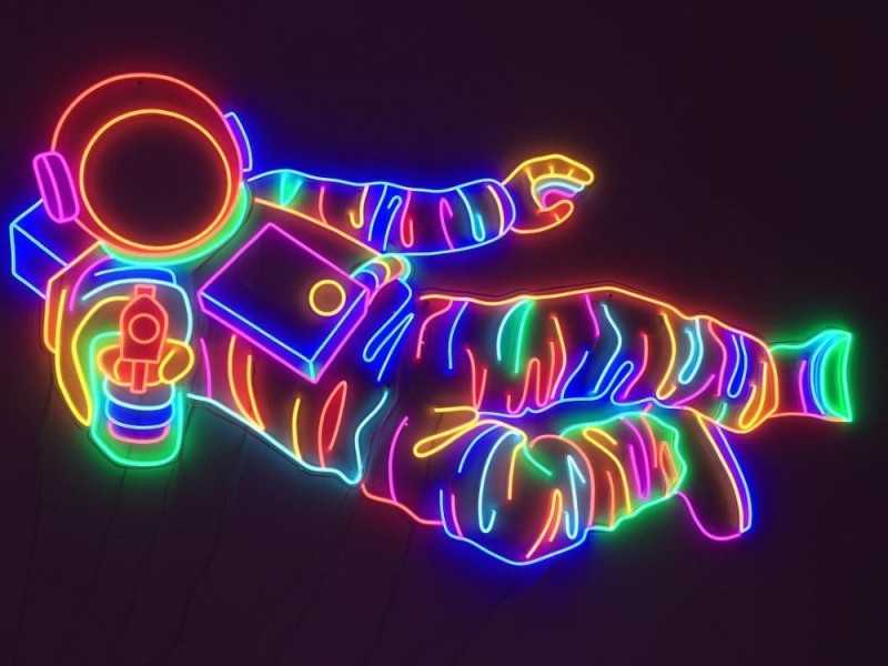 Create meme: neon products, neon sign cosmos, cosmonaut neon