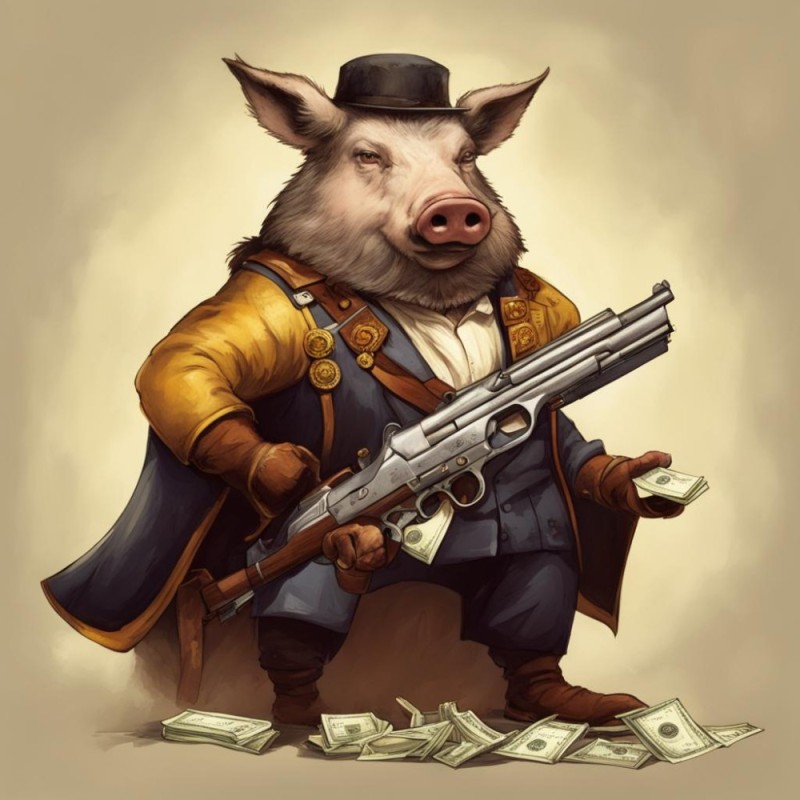 Create meme: cool pig, pig art, pig 