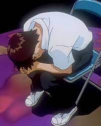 Create meme: Shinji on the chair, Shinji is sitting on a chair, Shinji ikari depression