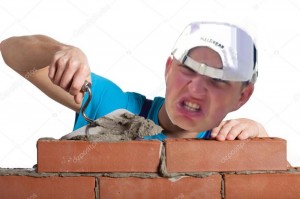 Create meme: maurer, pictures bricklayer, Mason lays brick in pictures