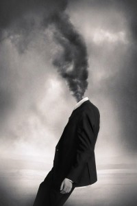 Create meme: smoke in my head, photo of man in hat, surreal