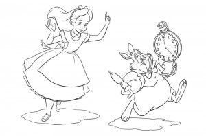Create meme: white rabbit Alice coloring, rabbit Alice coloring, alice in wonderland coloring