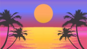 Create meme: palm tree vector, art palm, palm trees beach sunset drawing