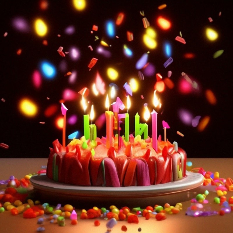 Create meme: birthday , birthday card, birthday cake with candles