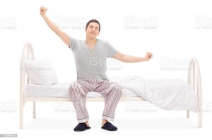 Create meme: a man sits on the bed