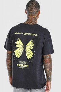Создать мем: man official tm, чёрная оверсайз футболка с принтом на спине, мужские футболки