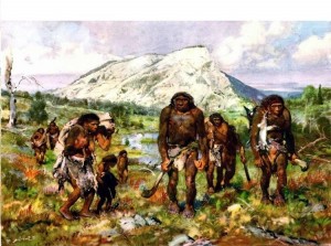 Create meme: life of primitive people pictures, hunting Neanderthals, pictures of ancient people