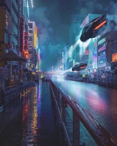 Создать мем: city cyberpunk, нью йорк ночь неон, киберпанк дорога