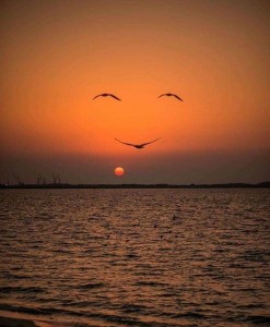 Create meme: smile in the sky, sunset, landscape
