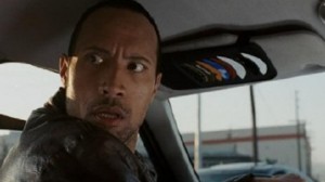 Create meme: Dwayne Johnson in a taxi, Dwayne Johnson the taxi driver, Dwayne Johnson race to witch mountain