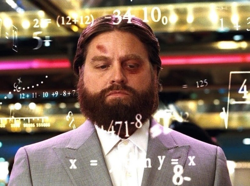 Create meme: Zach Galifianakis 2023, Zach Galifianakis the hangover casino, zach galifianakis calculates