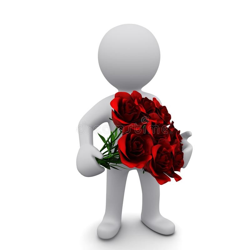 Создать мем: букет красных роз, человек с букетом, цветочек дарит человечек